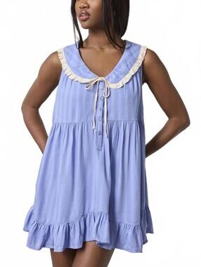 UO Out From Under Lottie Ruffle Collar Babydoll Sleep Dress Urban Outfitters XS